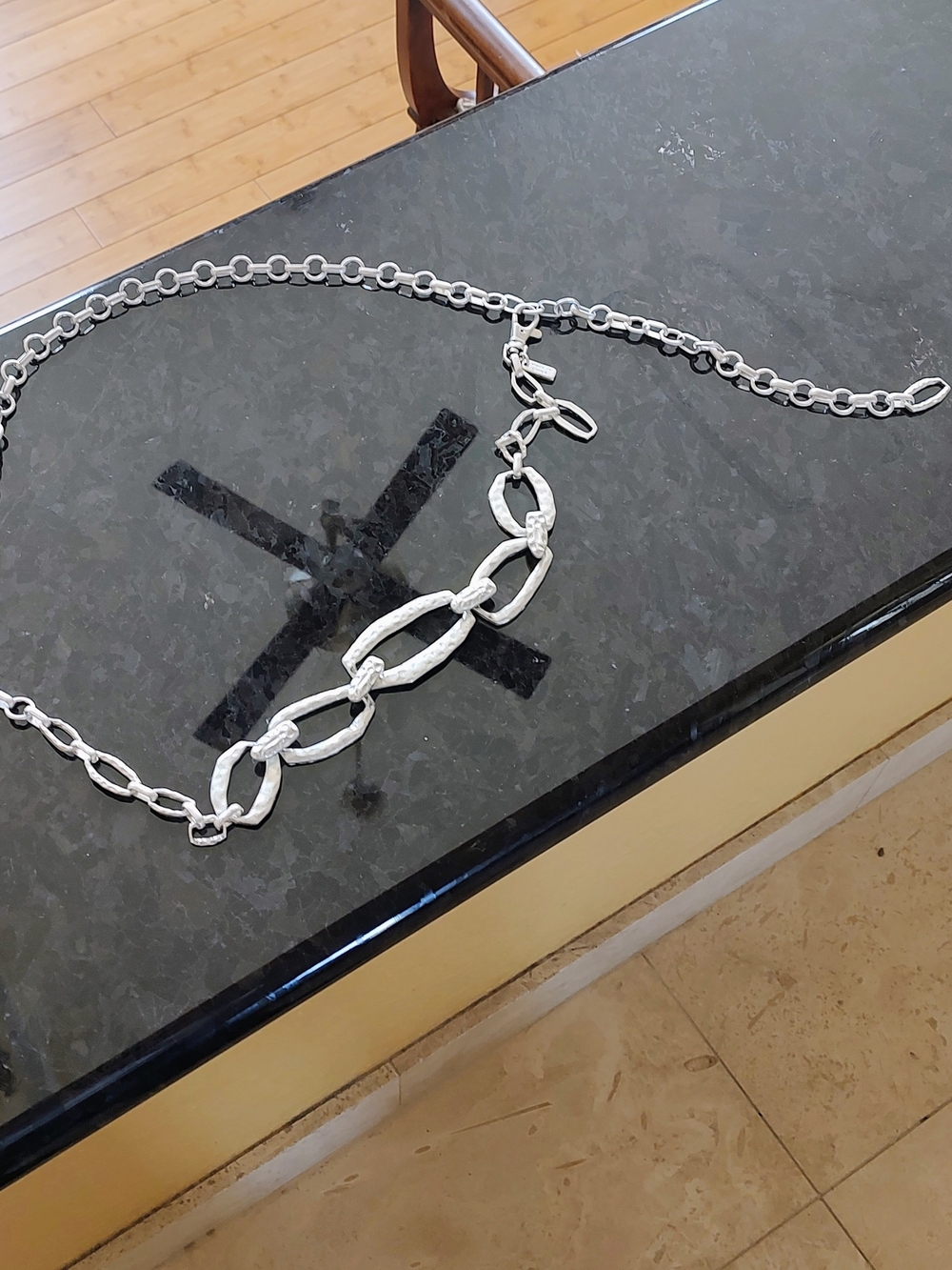 Chico's Hammered Silver-Tone Link Chain Belt - Picture 4 of 14